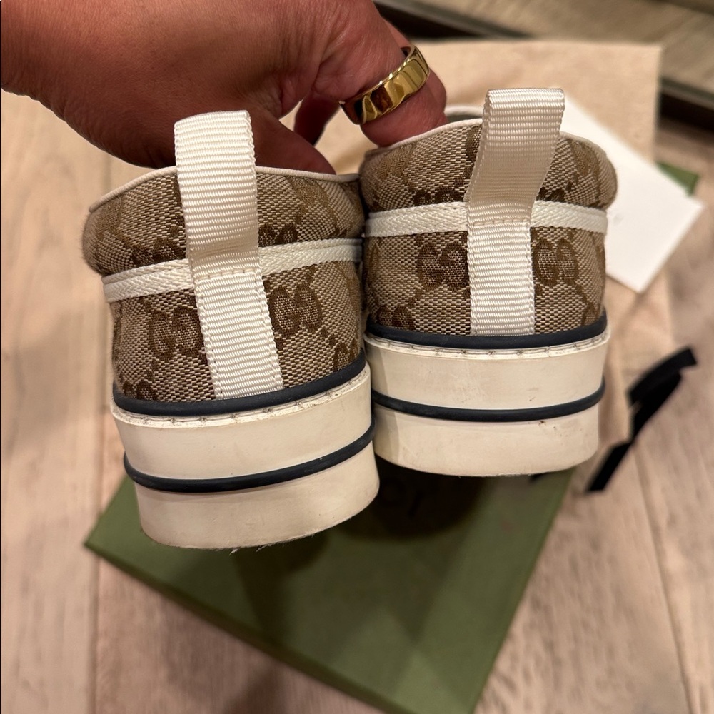 Gucci Monogram Brown Slip-On Sneakers - Picture 3 of 7